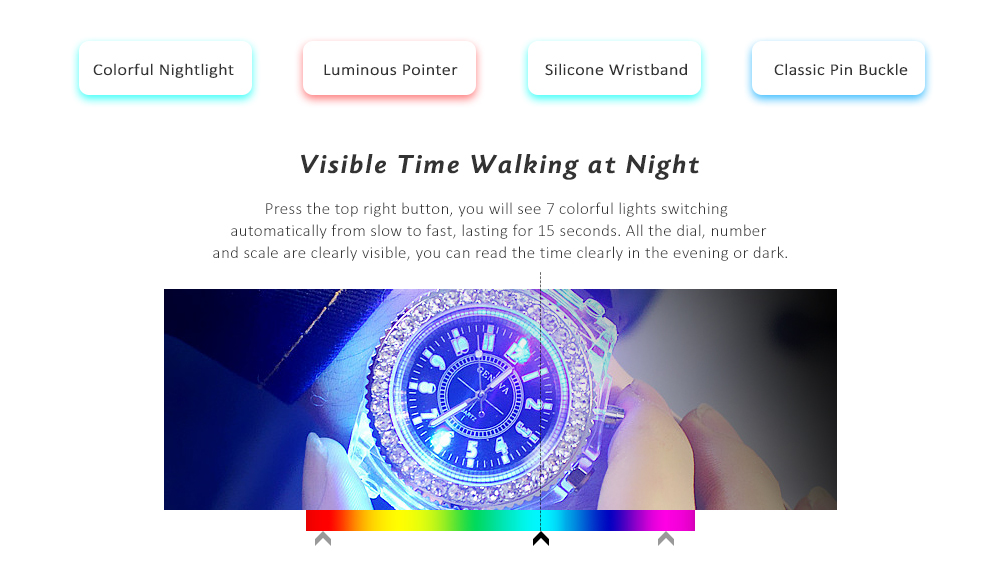 Geneva Creative Sparkle Noctilucent Luminous Simulated Diamond Watch for Student